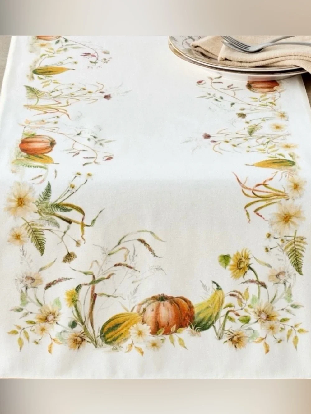 Pottery Barn Bedford Harvest Cotton/Linen Table Runner